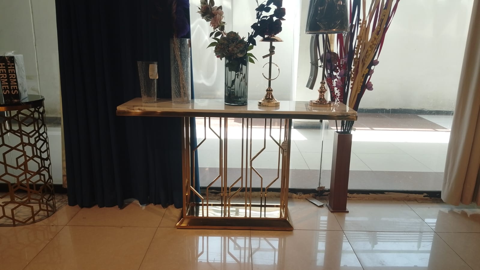 Modern Electroplated with Marble Top
