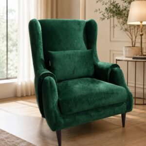 Beckett Accent Chair – emerald velvet wingback chair, made to order, Islamabad | IKON Home GT