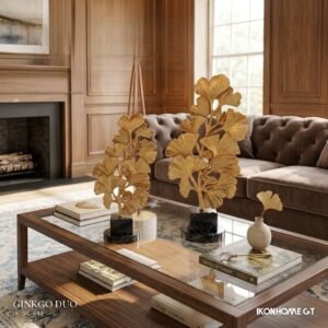 GINKGO DUO Gold Leaf Sculptures (Set of 2)
